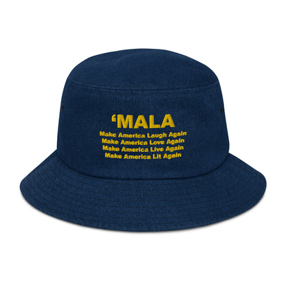 'MALA Poem Denim Bucket Hat